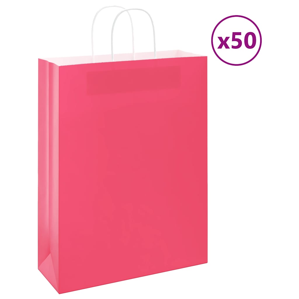Paperikassit 50 kpl kahvoilla pinkki 32x12x42 cm