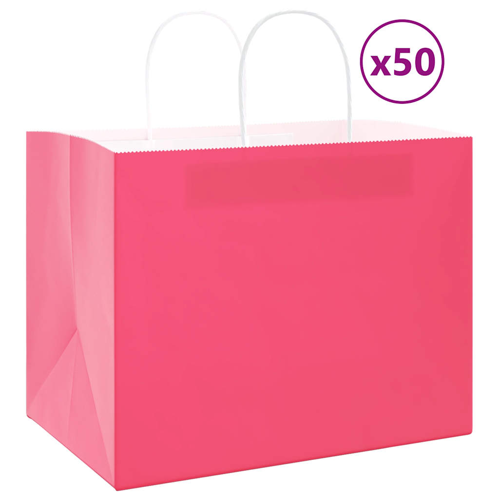 Paperikassit 50 kpl kahvoilla pinkki 32x22x24 cm