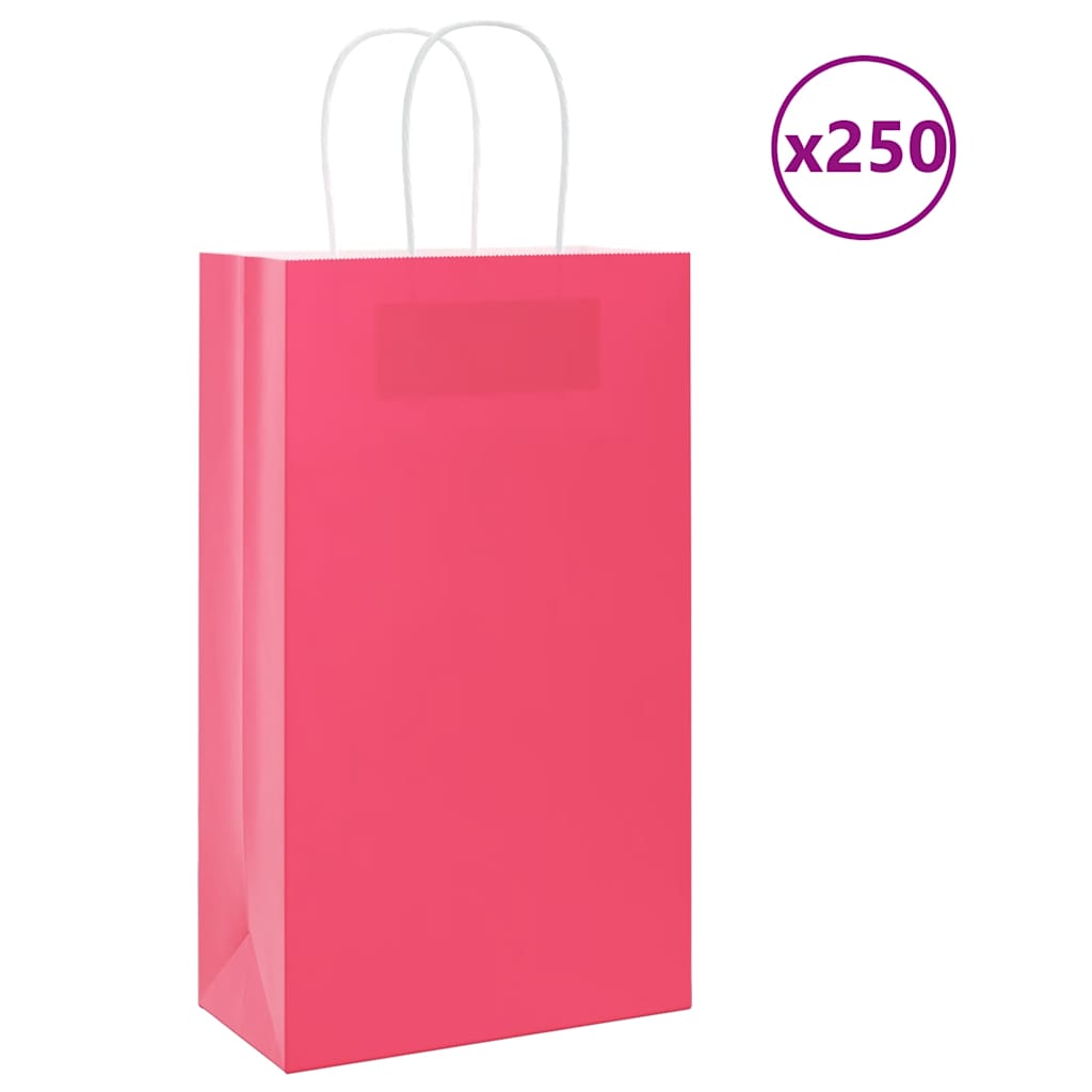 Paperikassit 250 kpl kahvoilla pinkki 21x11x36 cm