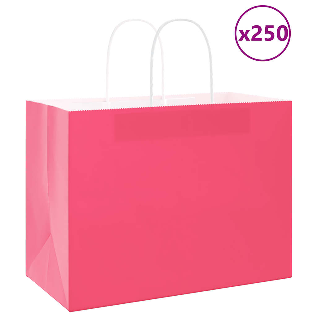 Paperikassit 250 kpl kahvoilla pinkki 32x17x25 cm