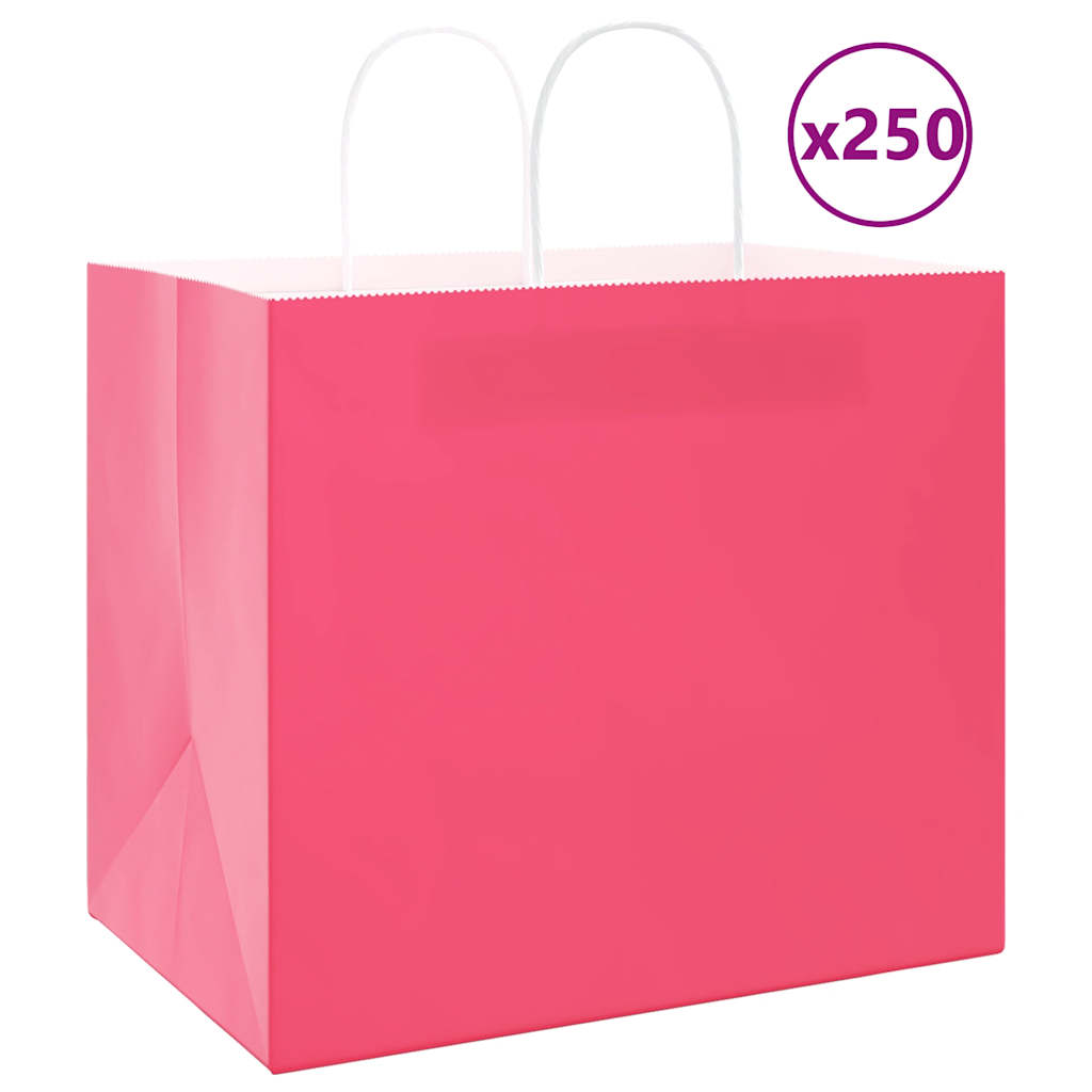 Paperikassit 250 kpl kahvoilla pinkki 32x22x28 cm