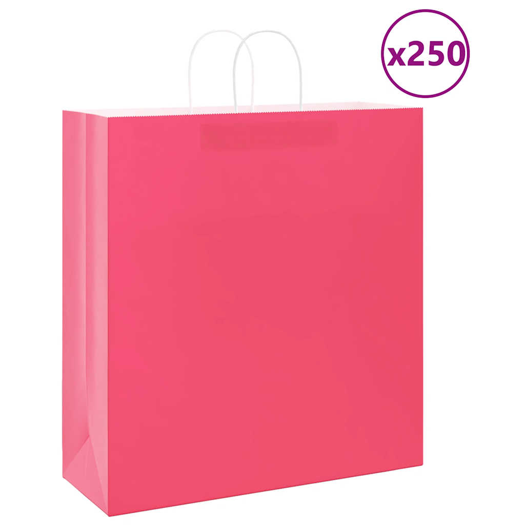 Paperikassit 250 kpl kahvoilla pinkki 45x17x48 cm