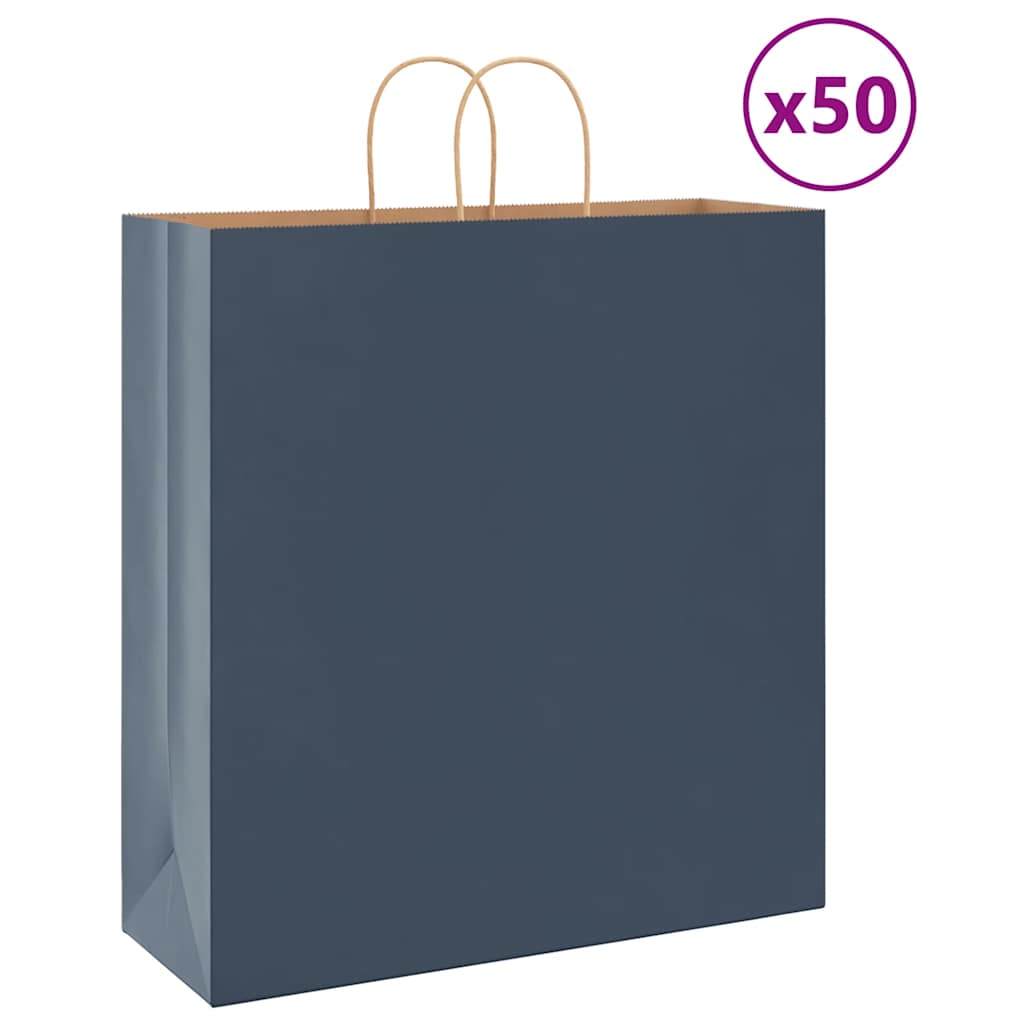 Paperikassit 50 kpl kahvoilla sininen 45x17x48 cm