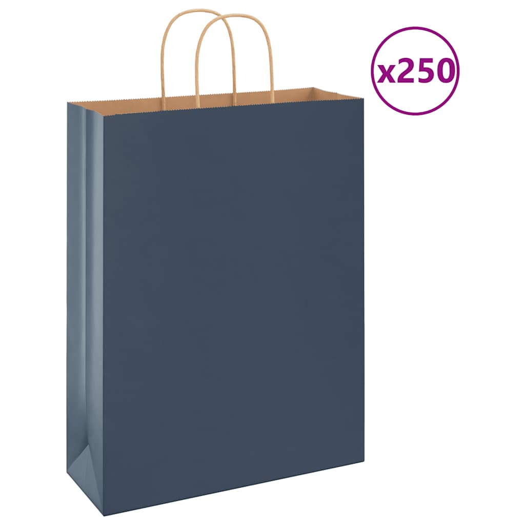 Paperikassit 250 kpl kahvoilla sininen 32x12x42 cm