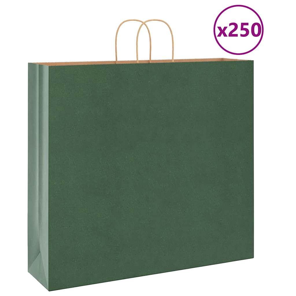 Paperikassit 250 kpl kahvoilla vihreä 54x15x49 cm