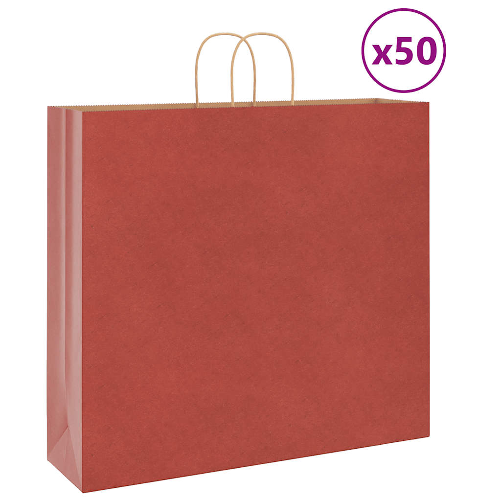 Paperikassit 50 kpl kahvoilla punainen 54x15x49 cm