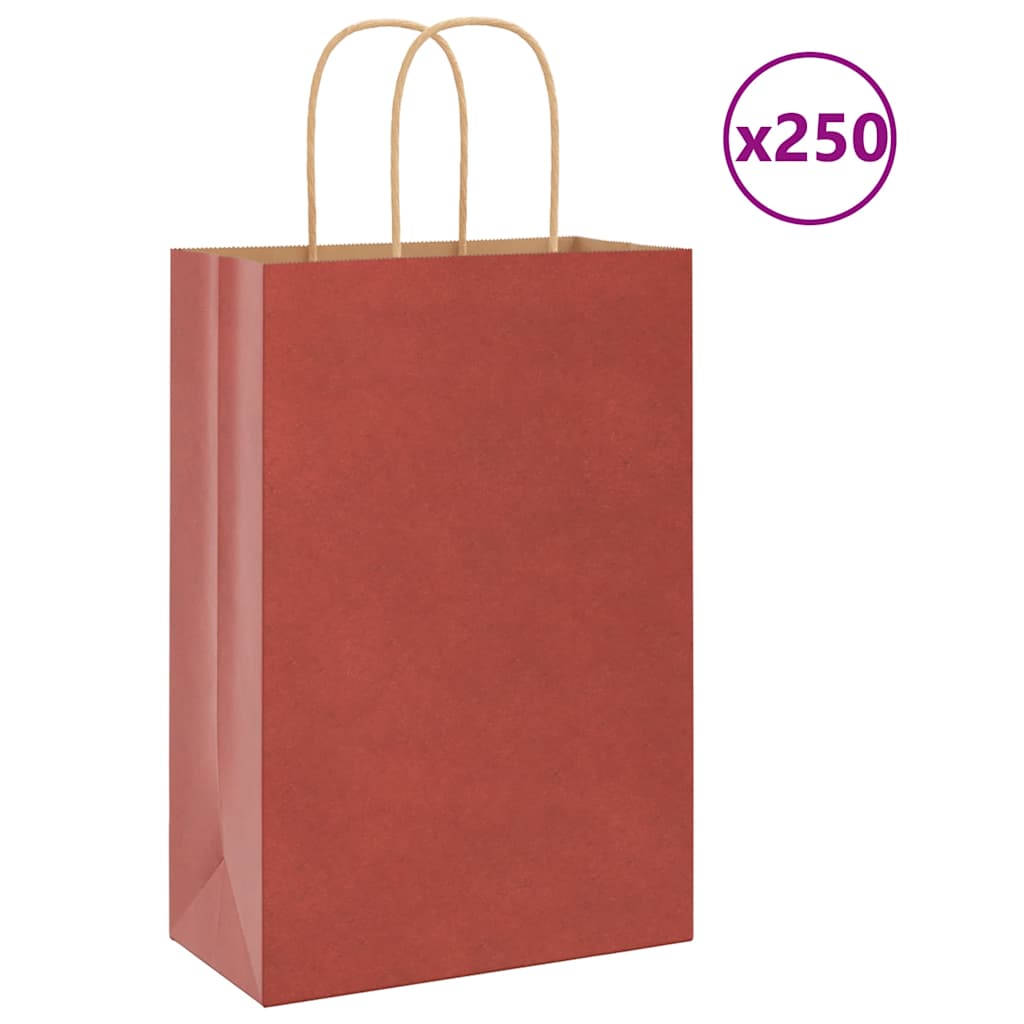 Paperikassit 250 kpl kahvoilla punainen 21x11x31 cm