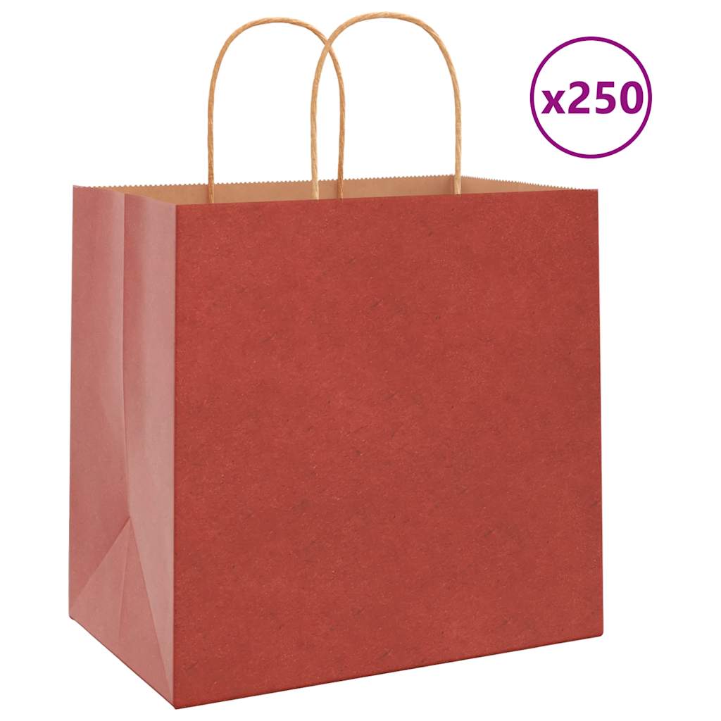 Paperikassit 250 kpl kahvoilla punainen 26x17x25 cm