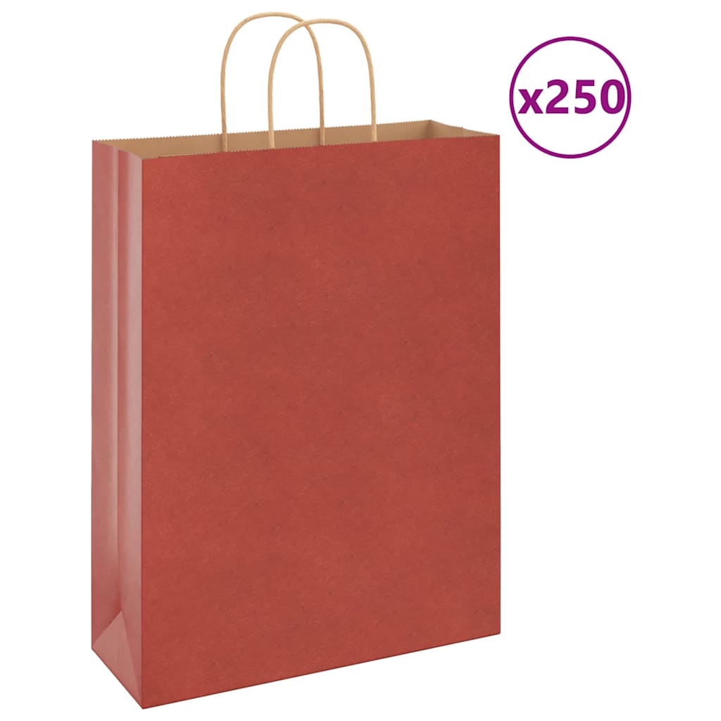 Paperikassit 250 kpl kahvoilla punainen 32x12x42 cm