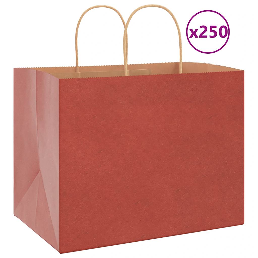 Paperikassit 250 kpl kahvoilla punainen 32x22x24 cm