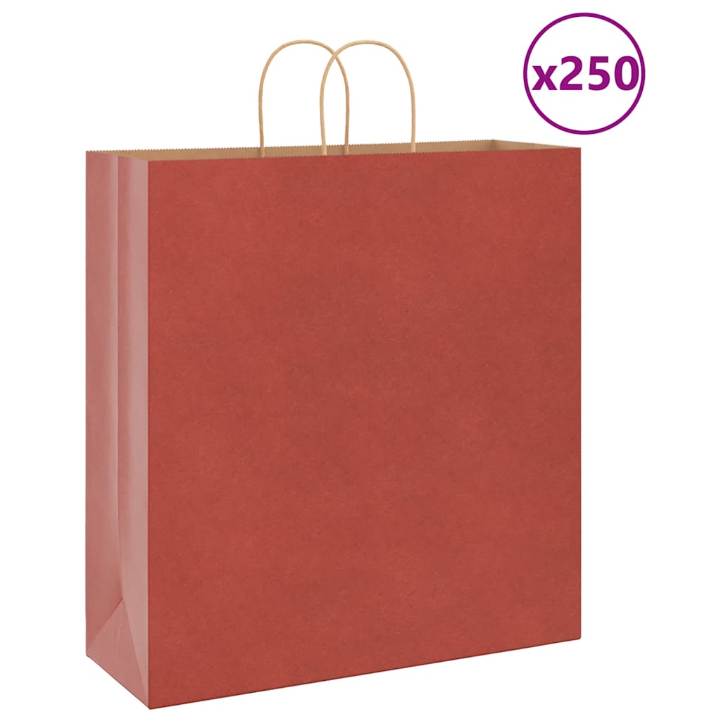 Paperikassit 250 kpl kahvoilla punainen 45x17x48 cm