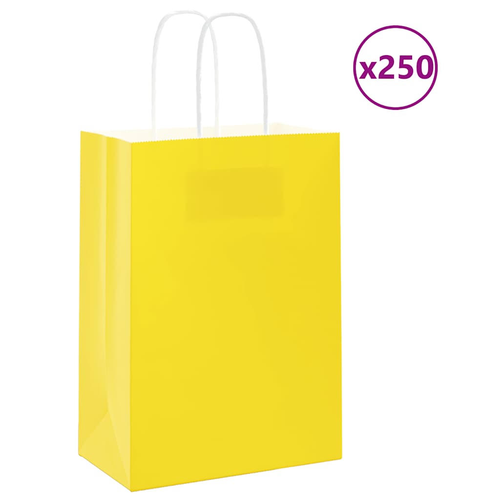 Paperikassit 250 kpl kahvoilla keltainen 15x8x21 cm