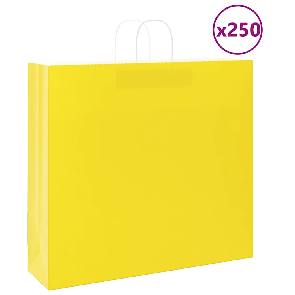 Paperikassit 250 kpl kahvoilla keltainen 54x15x49 cm