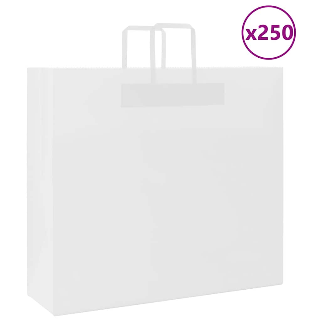 Paperikassit 250 kpl kahvoilla valkoinen 54x15x49 cm