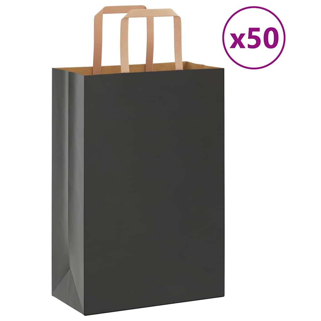 Paperikassit 50 kpl kahvoilla musta 21x11x31 cm