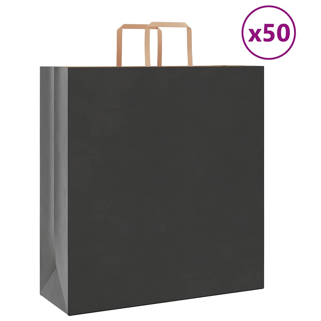 Paperikassit 50 kpl kahvoilla musta 45x17x48 cm