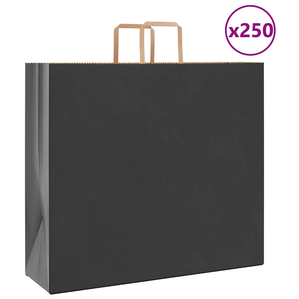 Paperikassit 250 kpl kahvoilla musta 54x15x49 cm