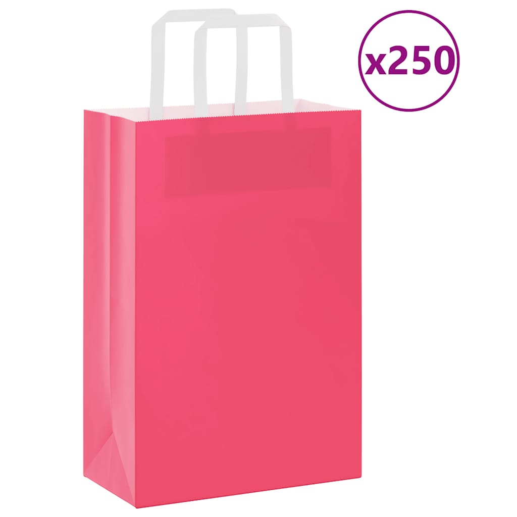 Paperikassit 250 kpl kahvoilla pinkki 21x11x31 cm