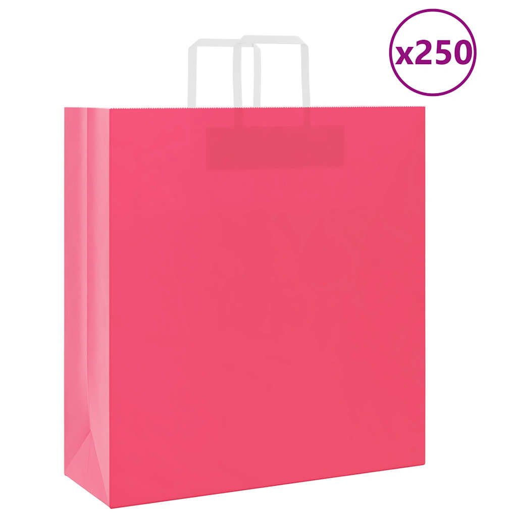 Paperikassit 250 kpl kahvoilla pinkki 45x17x48 cm