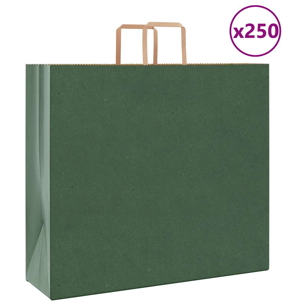 Paperikassit 250 kpl kahvoilla vihreä 54x15x49 cm