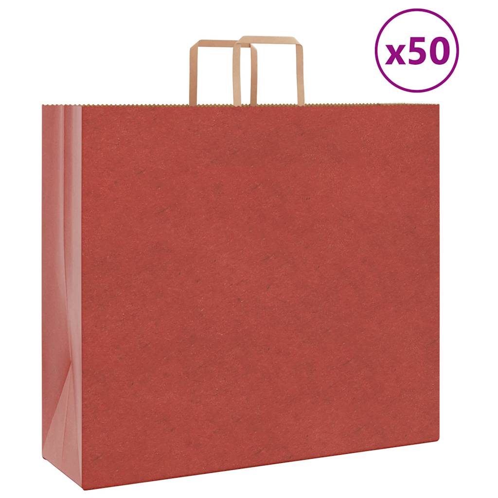 Paperikassit 50 kpl kahvoilla punainen 54x15x49 cm