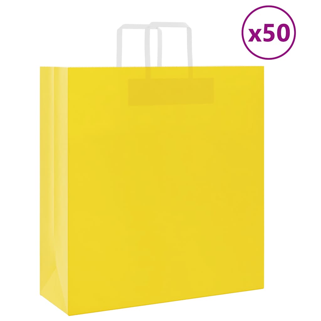 Paperikassit 50 kpl kahvoilla keltainen 45x17x48 cm
