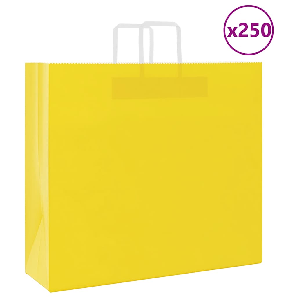 Paperikassit 250 kpl kahvoilla keltainen 54x15x49 cm