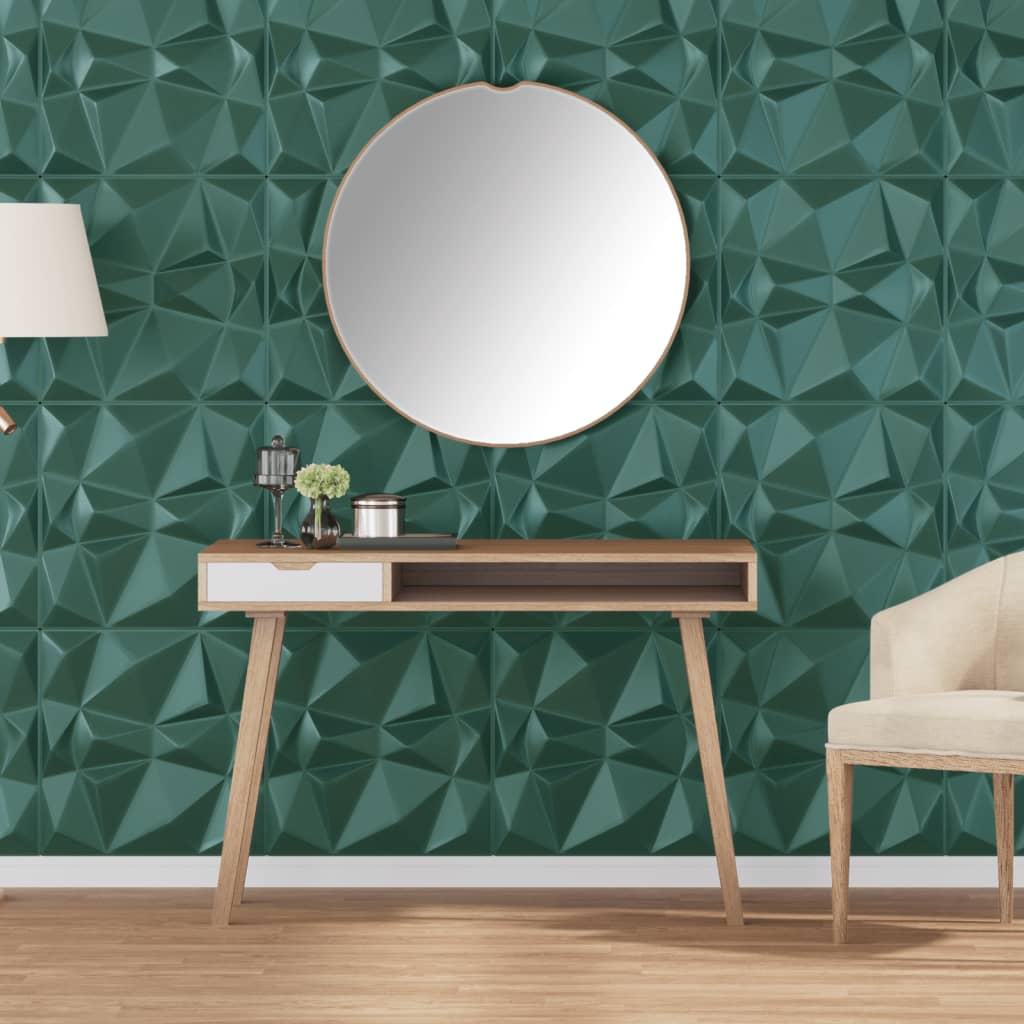 Seinäpaneelit 12 kpl vihreä 50x50 cm XPS 3 m² timantti