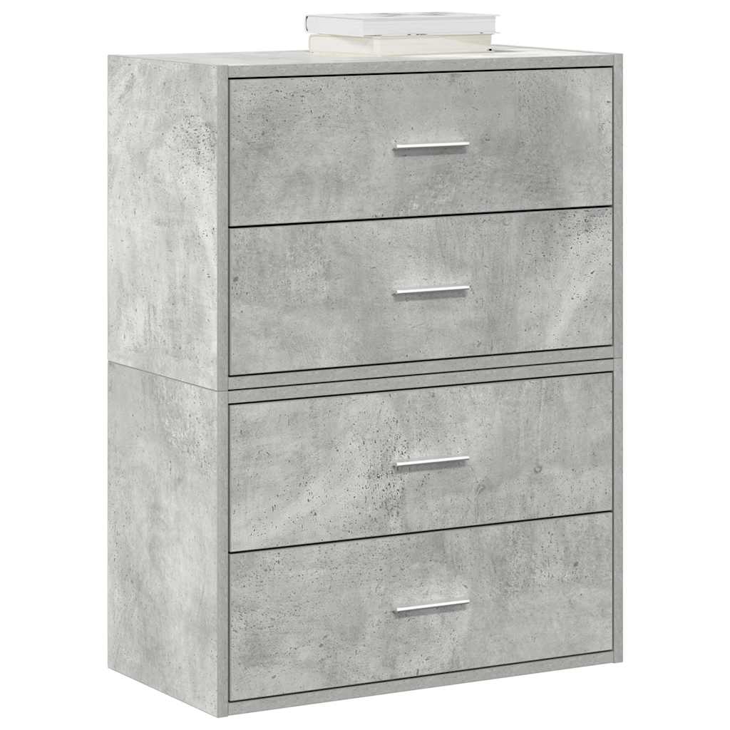 Kaapit 2laatikkoa 2kpl betoninharmaa 60x31x40cm teknillinen puu