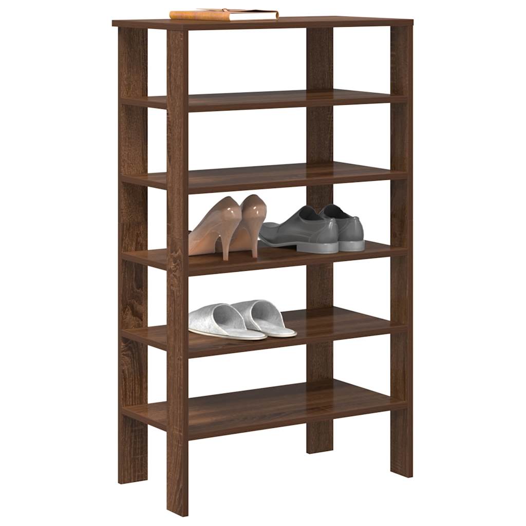 Kenkäteline ruskea tammi 61x32x105 cm tekninen puu