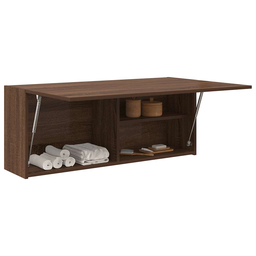 Kylpyhuoneen seinäkaappi ruskea tammi 100x25x40 cm tekninen puu