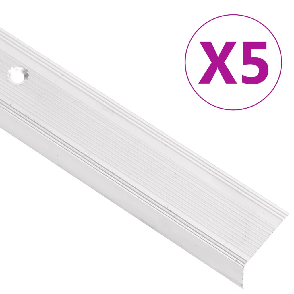 Portaikon suojukset L-muotoiset 5 kpl alumiini 90 cm hopea