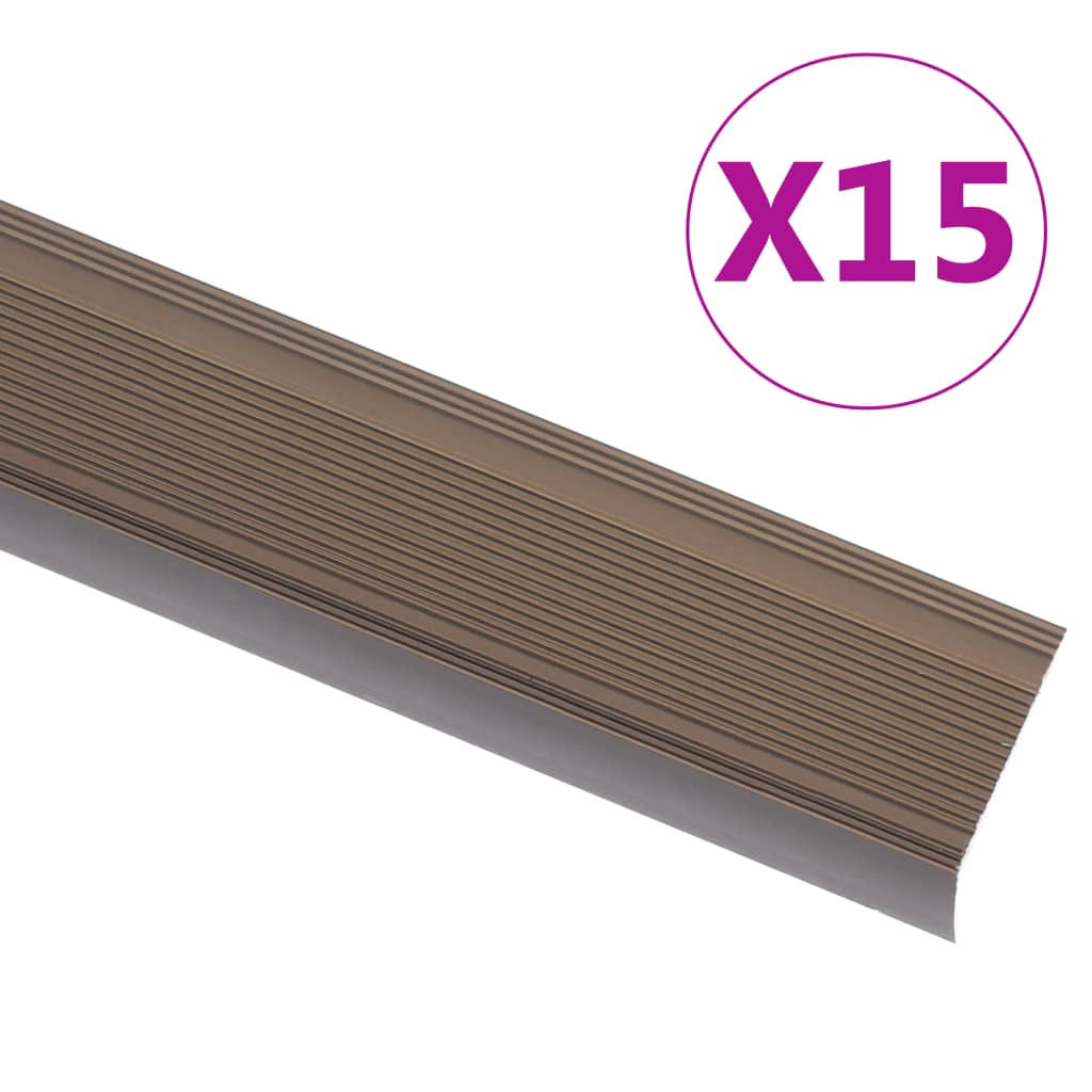 Portaikon suojukset L-muotoiset 15 kpl alumiini 90 cm ruskea