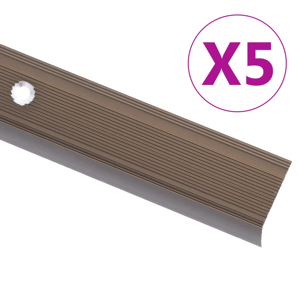 Portaikon suojukset L-muotoiset 5 kpl alumiini 90 cm ruskea