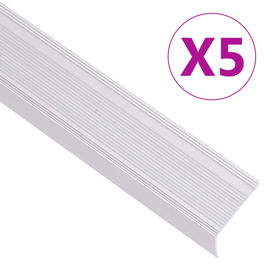 Portaikon suojukset L-muotoiset 5 kpl alumiini 100 cm hopea