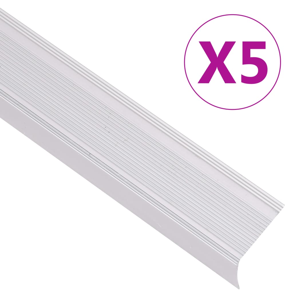 Portaikon suojukset L-muotoiset 5 kpl alumiini 100 cm hopea