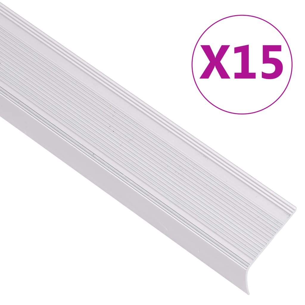 Portaikon suojukset L-muotoiset 15 kpl alumiini 100 cm hopea