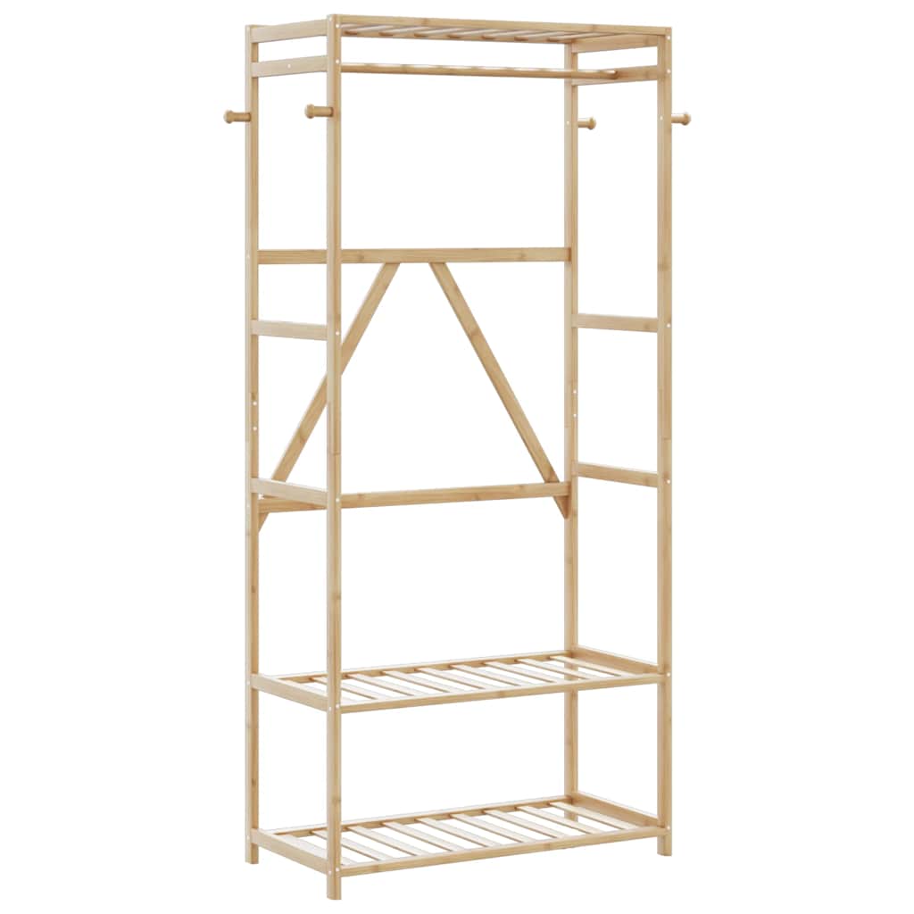 Vaateteline hyllyillä 80x40x175 cm Bambu