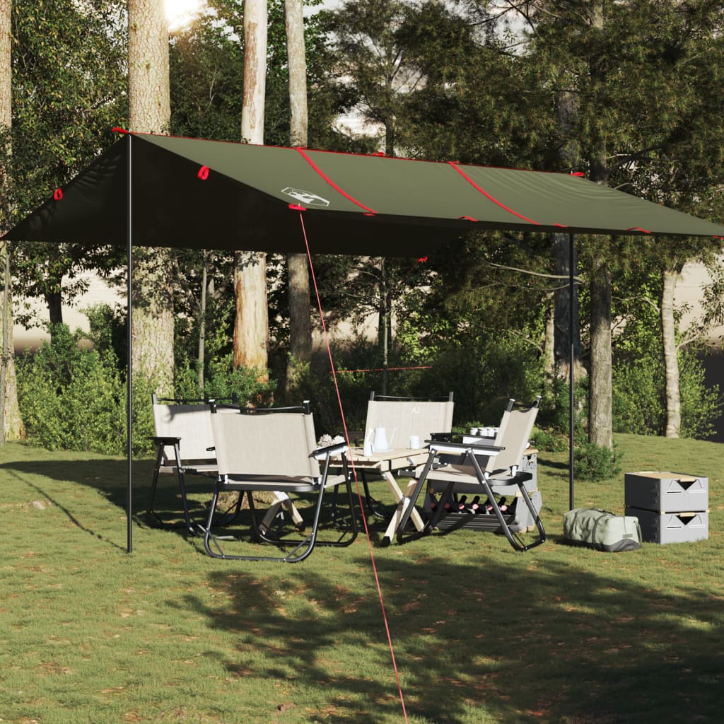 Camping Tarp oliivinvihreä 451x420 cm Vedenpitävä