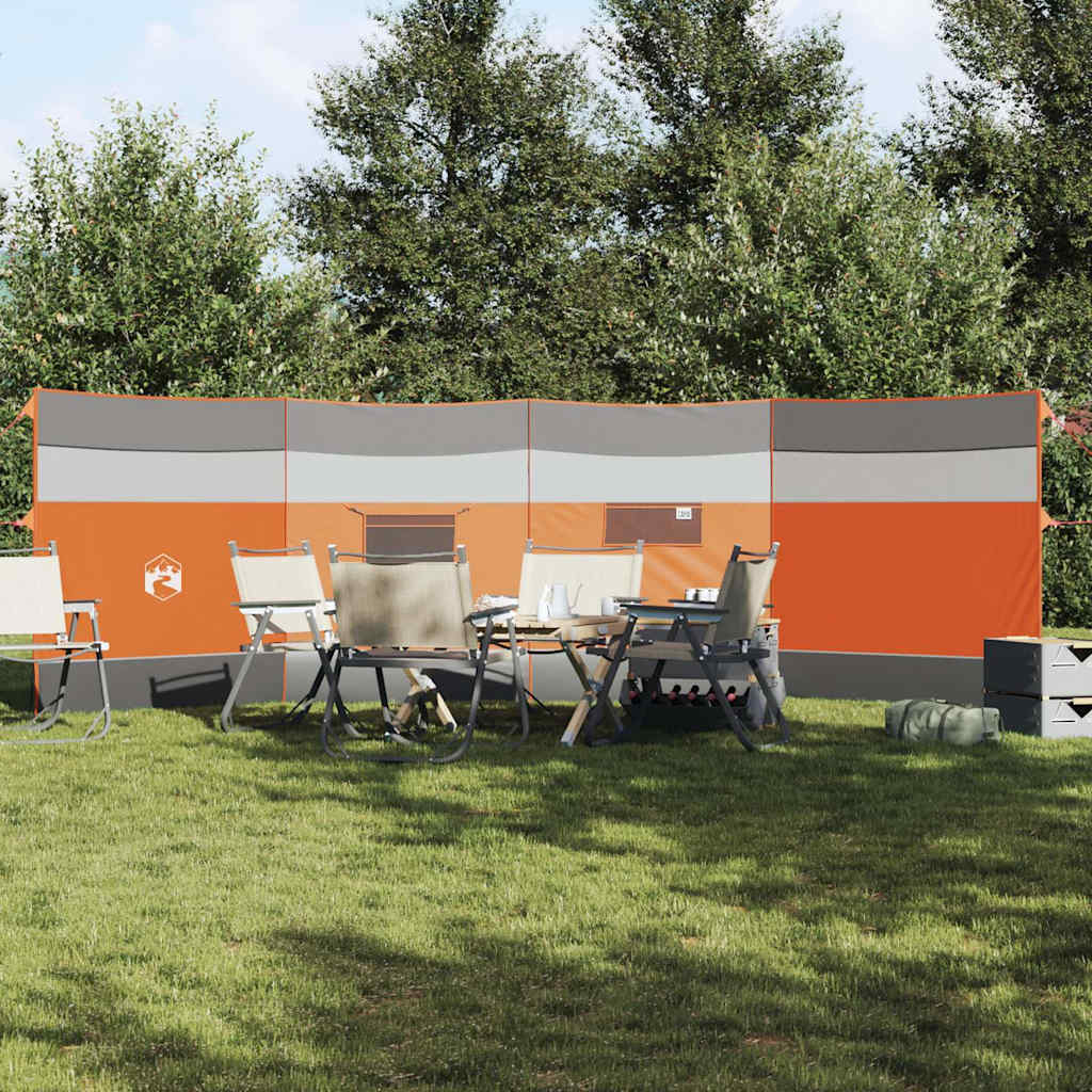 Camping Windbreak Harmaa ja oranssi 510x153 cm Vedenpitävä
