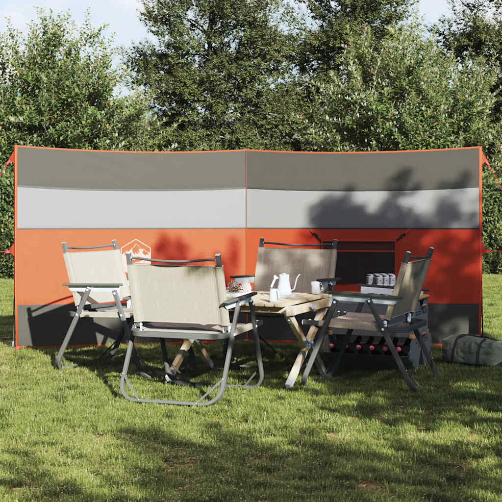 Camping Windbreak Harmaa ja oranssi 340x130 cm Vedenpitävä