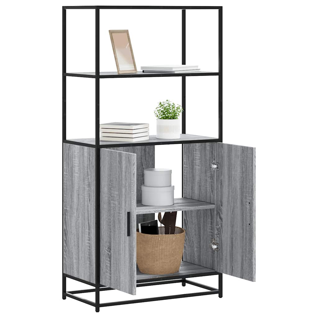 Highboard Harmaa Sonoma 68x35x139 cm Suunniteltu puu ja metalli