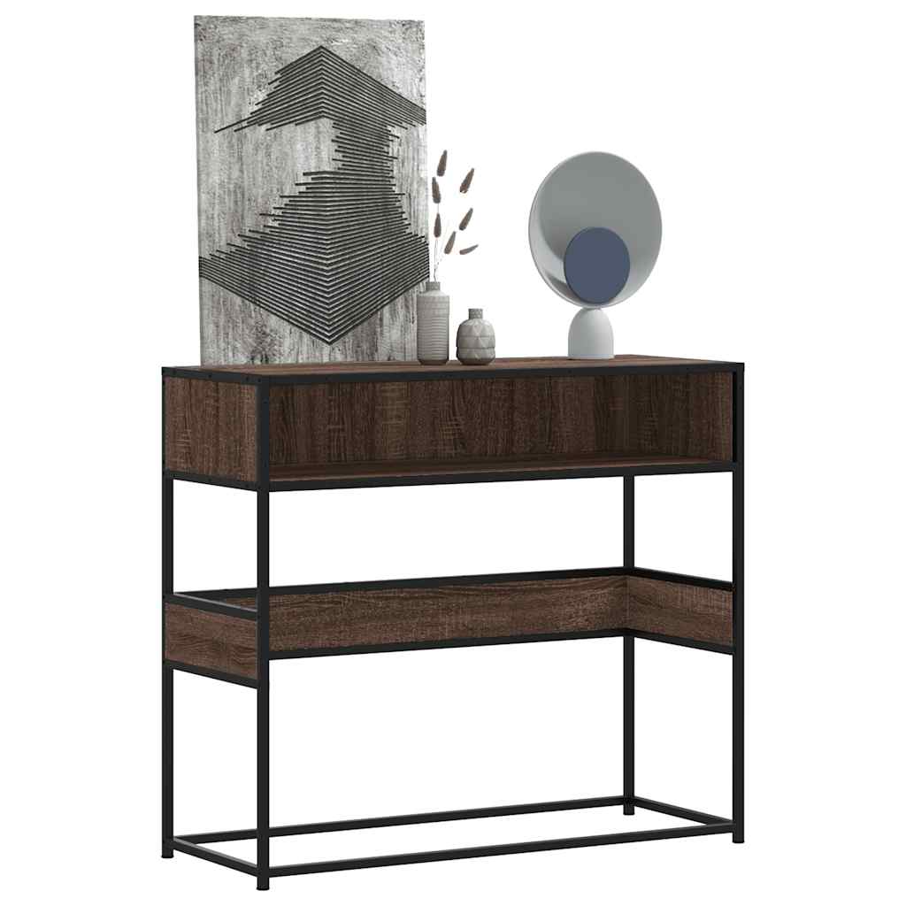 Konsolipöytä ruskea tammi 90x35x80 cm tekninen puu