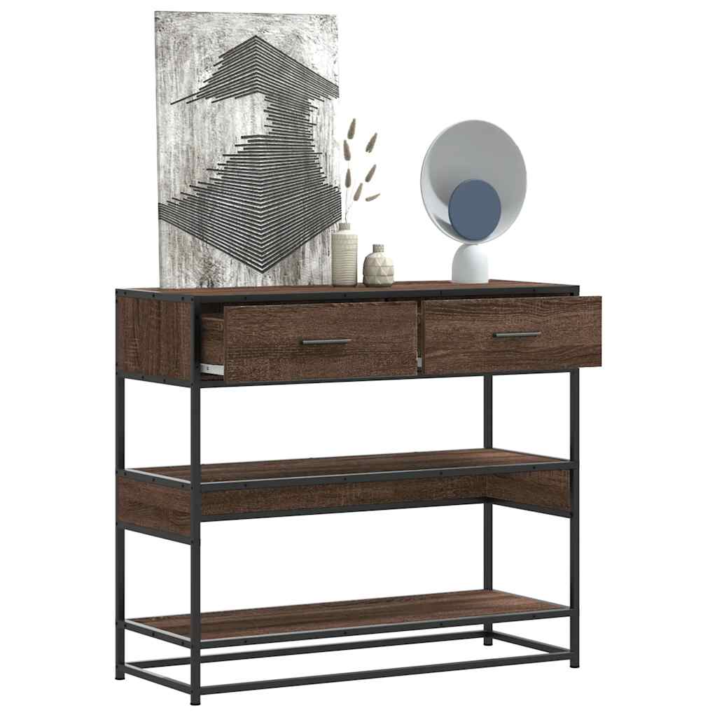 Konsolipöytä ruskea tammi 90x35x80 cm tekninen puu