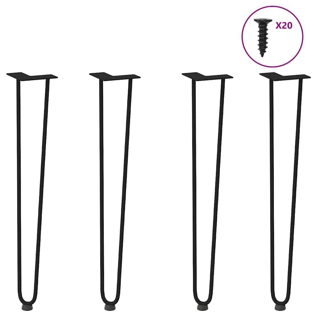 Hiusneulajalat konsolipöytiin konsolipöydälle 4 kpl musta 72 cm