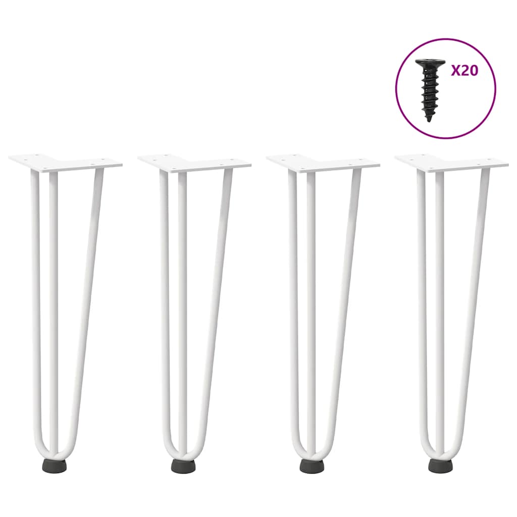 Hiusneula jalat sohvapöydälle 4 kpl Valkoinen 42 cm umpiteräs