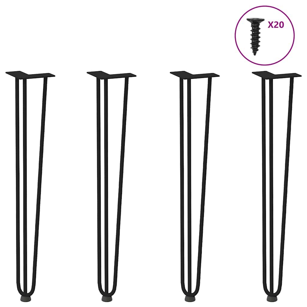 Hiusneulajalat konsolipöytiin konsolipöydälle 4 kpl musta 72 cm