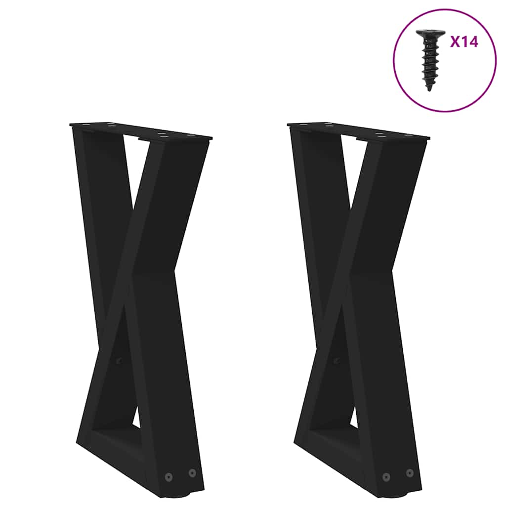 Sohvapöydän jalat 2 kpl Musta 38x(42-43,3) cm Teräs