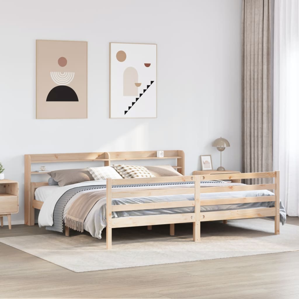 Sängynrunko päädyllä 200x200 cm täysi mänty