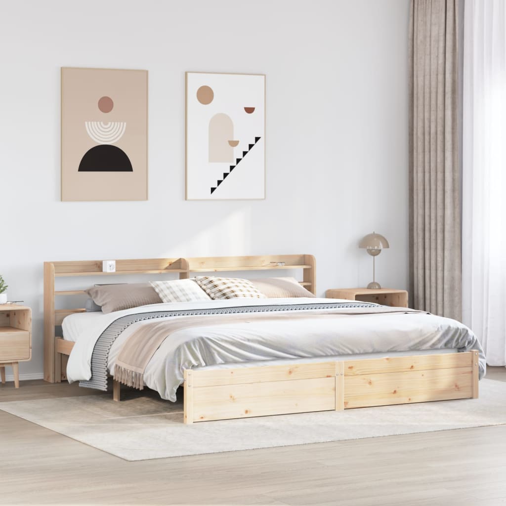 Sängynrunko päädyllä 200x200 cm täysi mänty